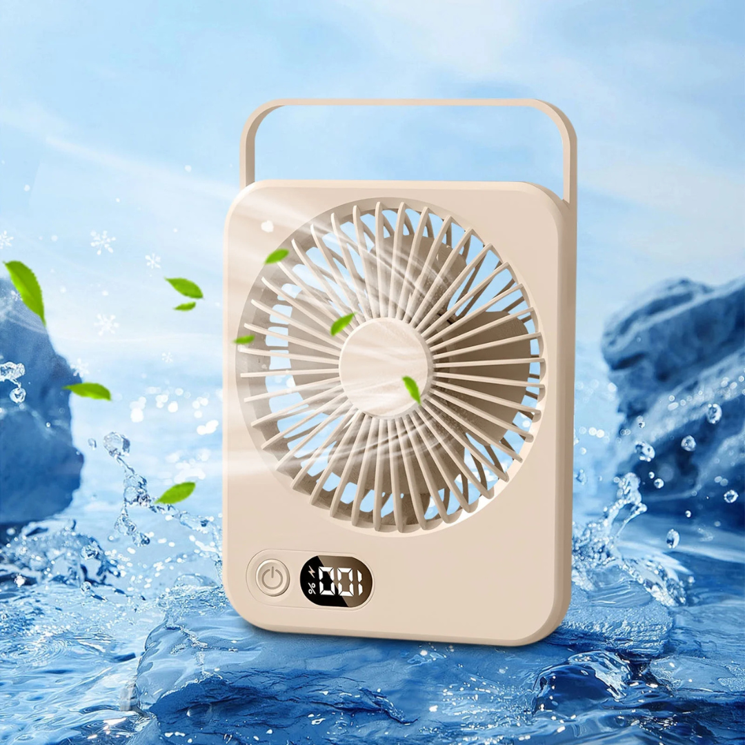 STARQ Mini Portable table Fan, Powerful Hand Fan 5 Speed 1200 mah Personal Desk Fan with Base, Lightweight Rechargeable USB Handheld Fan for Girl, Women, Men, Indoor, Outdoor (Coffee)