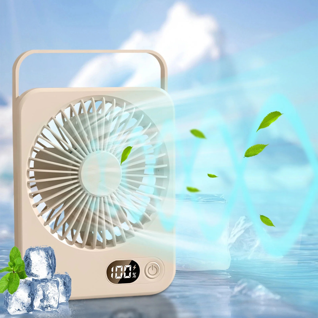 STARQ Mini Portable table Fan, Powerful Hand Fan 5 Speed 1200 mah Personal Desk Fan with Base, Lightweight Rechargeable USB Handheld Fan for Girl, Women, Men, Indoor, Outdoor (Coffee)