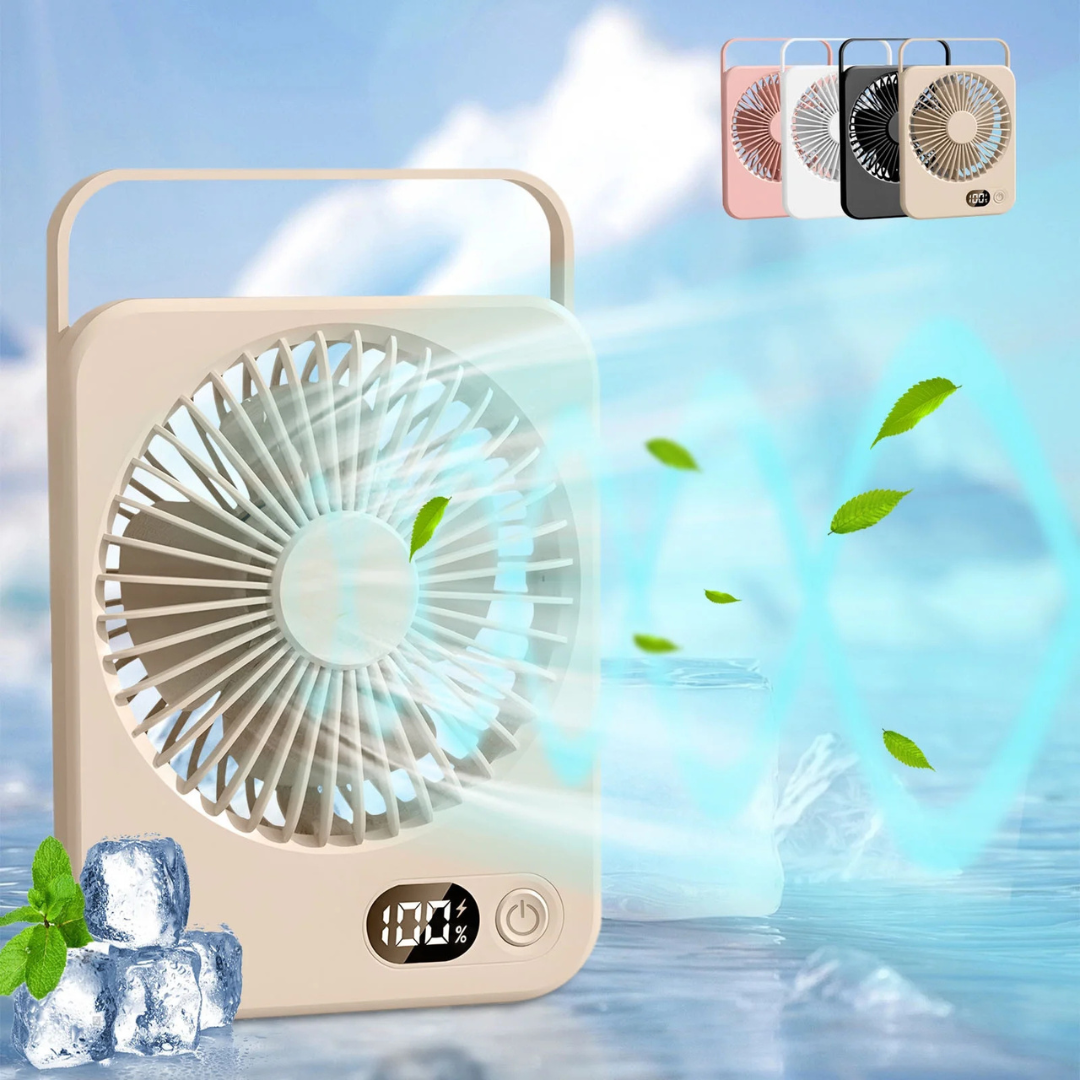 STARQ Mini Portable table Fan, Powerful Hand Fan 5 Speed 1200 mah Personal Desk Fan with Base, Lightweight Rechargeable USB Handheld Fan for Girl, Women, Men, Indoor, Outdoor (Coffee)