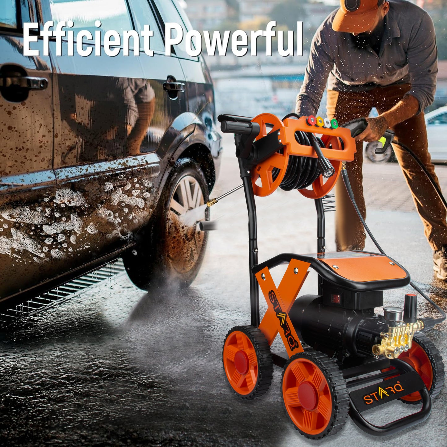 STARQ X Commercial HIGH Pressure Washer Heavy Duty with 15METER Hose Pipe for CAR, Bike, Home & Truck Washing (QTX HPW 3200 WATTS 3HP 320 BAR 18LPM)