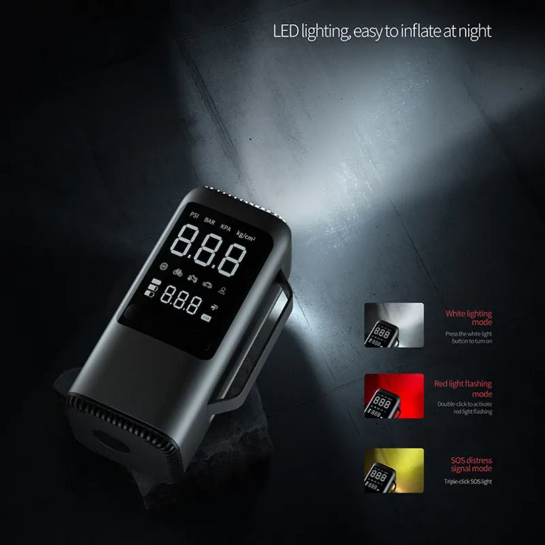 STARQ 6 in1 Jump Starter Battery, Digital Tyre Inflator 150PSI & Vacuum Cleaner, 21000mAh Portable Power Bank LED Light (6in1)