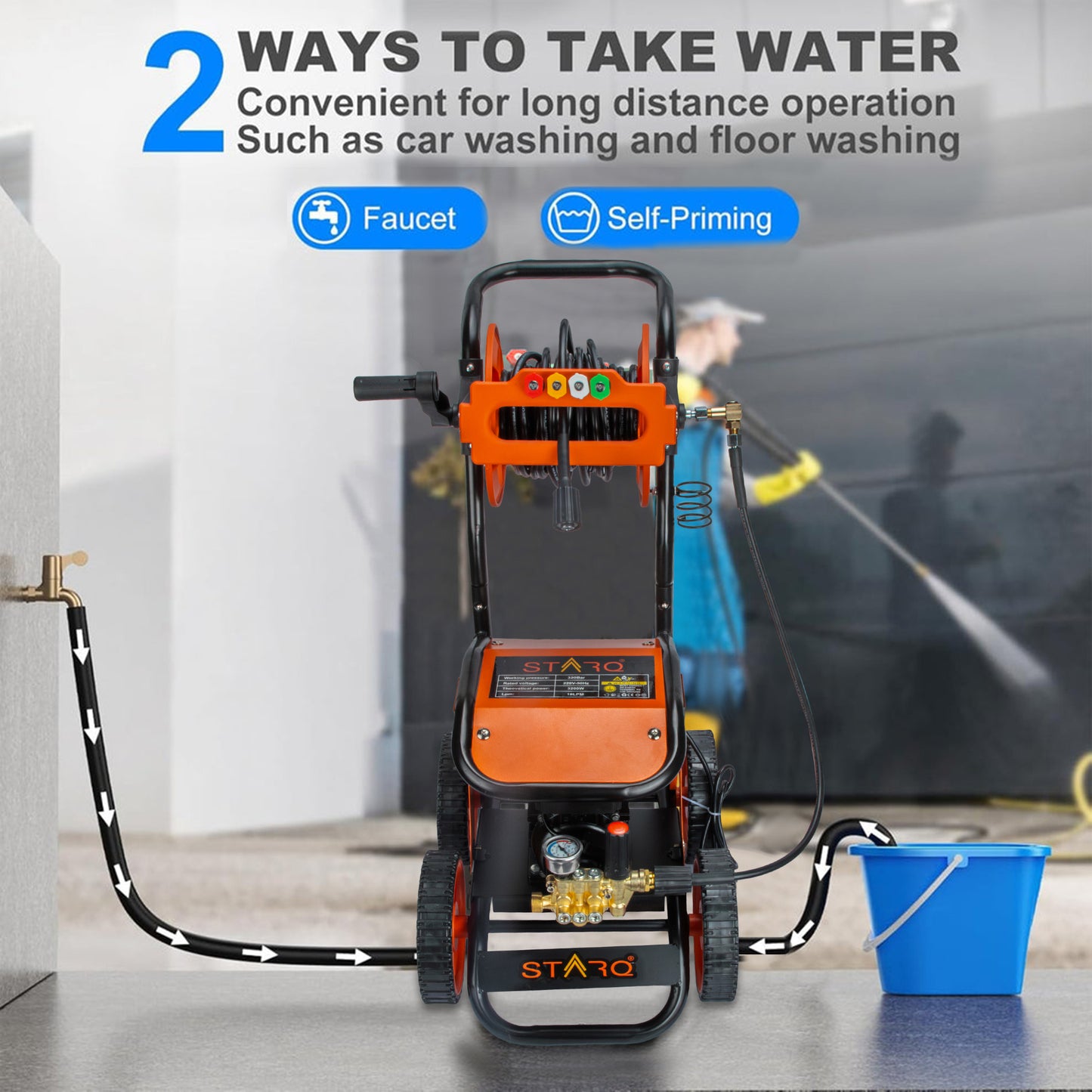 STARQ X Commercial HIGH Pressure Washer Heavy Duty with 15METER Hose Pipe for CAR, Bike, Home & Truck Washing (QTX HPW 3200 WATTS 3HP 320 BAR 18LPM)