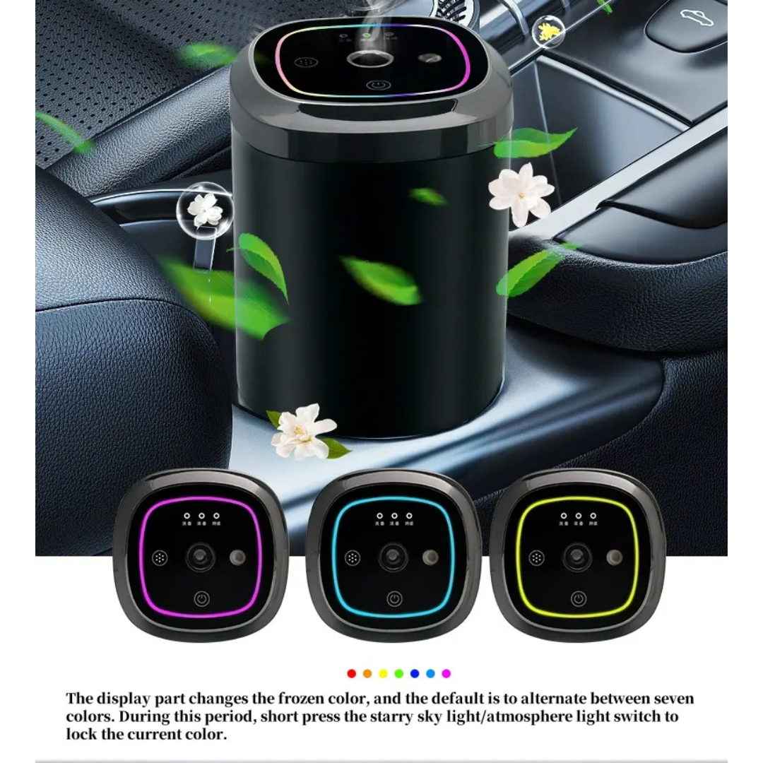 STARQ Smart Car Air Freshener Diffuser Auto On/Off Rechargeable Aroma Diffuser Cloud Mist Perfume Humidifier (Cordless Dispenser with Starry Light)