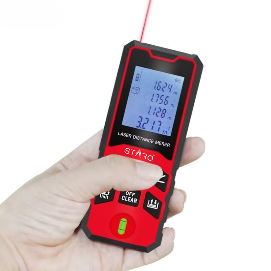 STARQ Laser Distance Meter, 40M Range Digital Measuring Tape with Backlit Display & Data Record, Multiple Measurement Modes, Measure Distance, Area and Volume, IP54 Waterproof (40m)