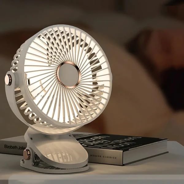 STARQ® Mini Desk Fan with 360° Rotation Mini Clip Fan USB Rechargeable Desk Fan With Adjustable Head and Strong Clamp (Pink)