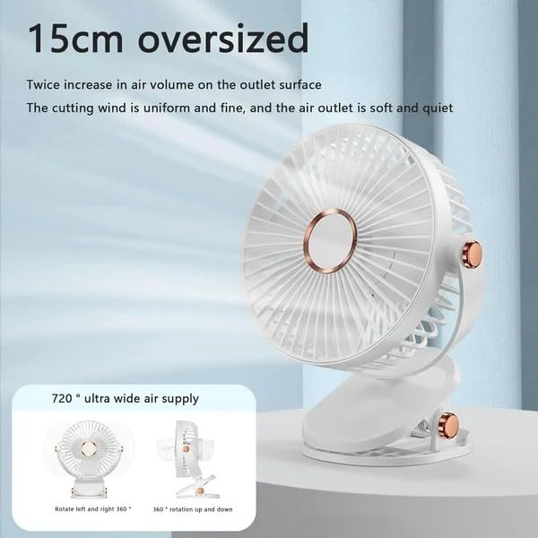 STARQ® Mini Desk Fan with 360° Rotation Mini Clip Fan USB Rechargeable Desk Fan With Adjustable Head and Strong Clamp (Pink)