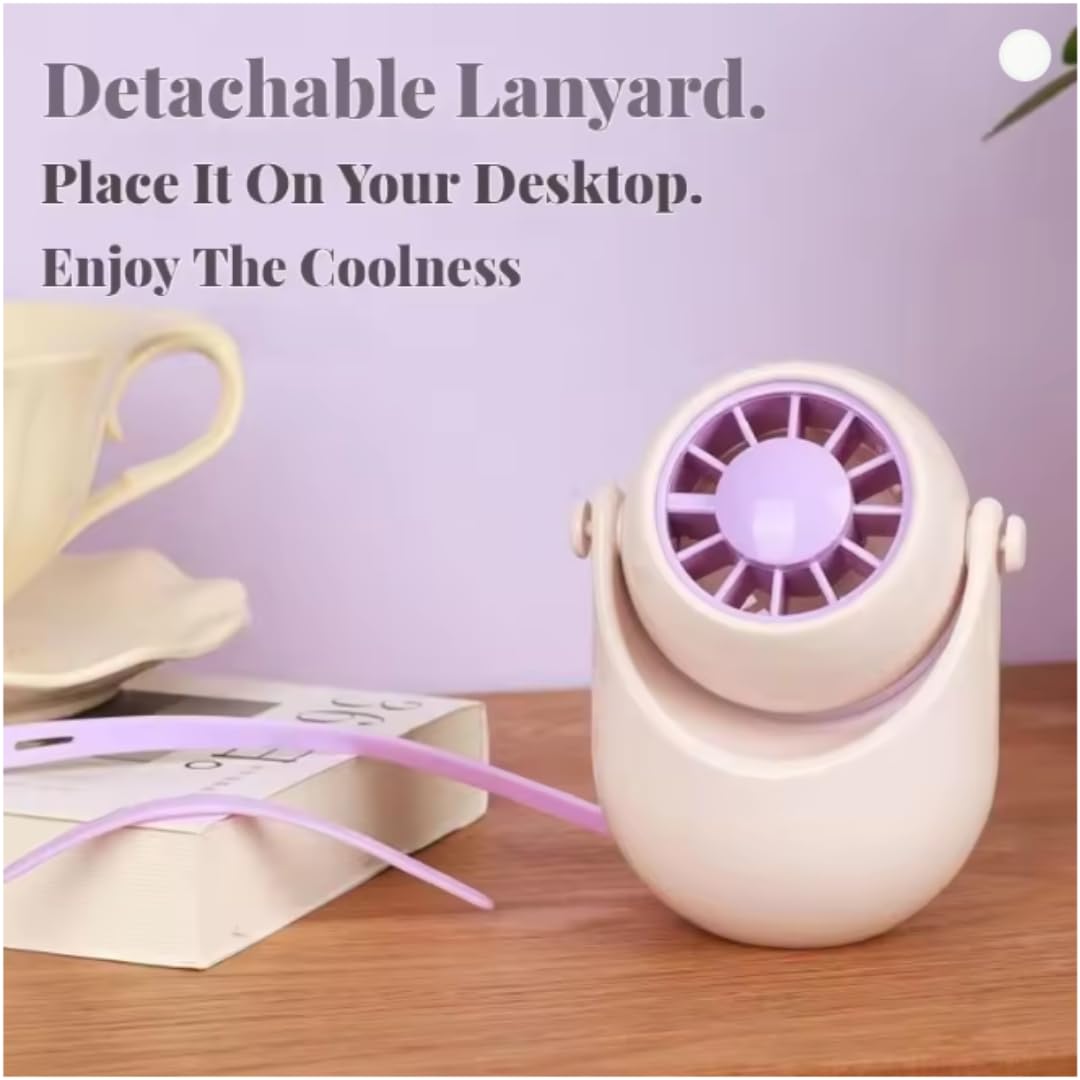 STARQ Portable Neck Hanging Mini Fan with Adjustable Speeds, Foldable Design, Rechargeable Cooling Fan for Travel Office Home (Color As Per Availablity)