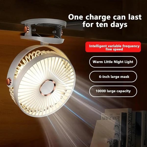 STARQ® Mini Desk Fan with 360° Rotation Mini Clip Fan USB Rechargeable Desk Fan With Adjustable Head and Strong Clamp (Pink)