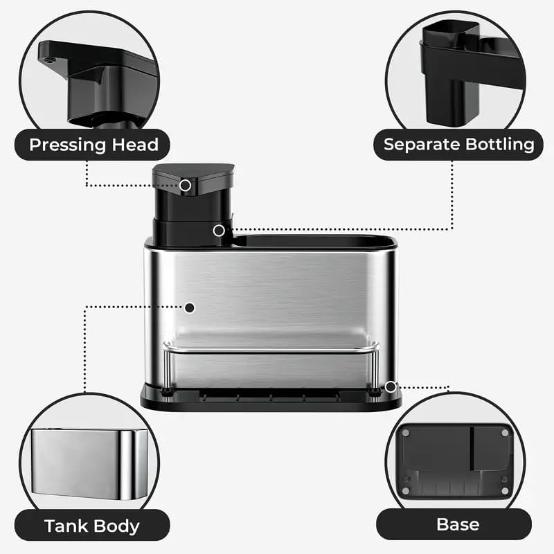 STARQ Kitchen Sink Caddy with Soap Dispenser, Non-Slip Kitchen Sink Cleaning Organiser with Sponge Holder & Brush Holder