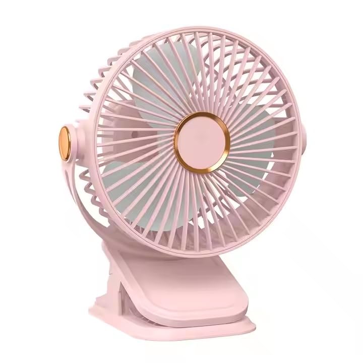 STARQ® Mini Desk Fan with 360° Rotation Mini Clip Fan USB Rechargeable Desk Fan With Adjustable Head and Strong Clamp (Pink)