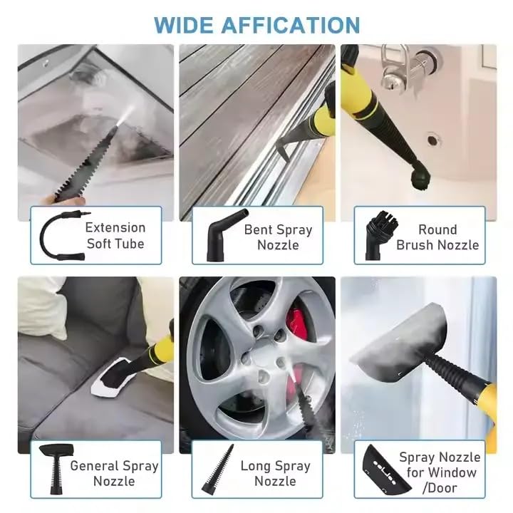 STARQ® - 9in1 Handheld Steam Cleaner for Home, Car & Furniture High Temperature Steam Cleaning Machine for Stubborn Stains On Kitchen, Bathroom, Car Floor, Curtains, Mattresses, and Kitchen Surfaces