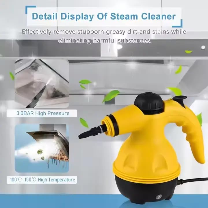 STARQ® - 9in1 Handheld Steam Cleaner for Home, Car & Furniture High Temperature Steam Cleaning Machine for Stubborn Stains On Kitchen, Bathroom, Car Floor, Curtains, Mattresses, and Kitchen Surfaces