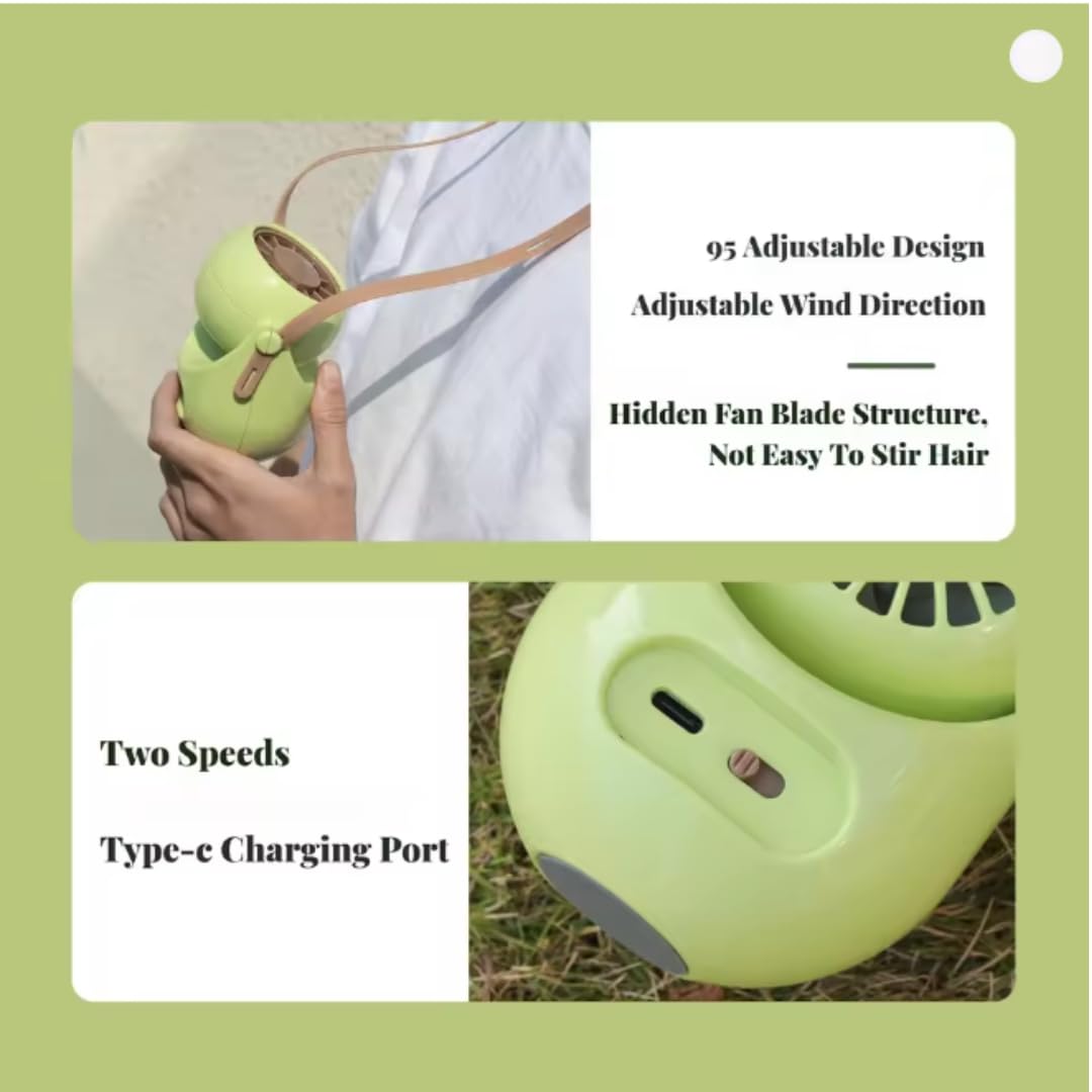 STARQ Portable Neck Hanging Mini Fan with Adjustable Speeds, Foldable Design, Rechargeable Cooling Fan for Travel Office Home (Color As Per Availablity)