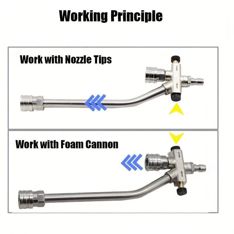 Starq Dual Lance Pressure Washer Wand For Foam Cannon, Stainless Steel With 1/4 Quick Male Connect - DV500 - Easy Switch Betweem Foam Lance and Nozzle - For Car, Bike Floor, Roof Cleaning