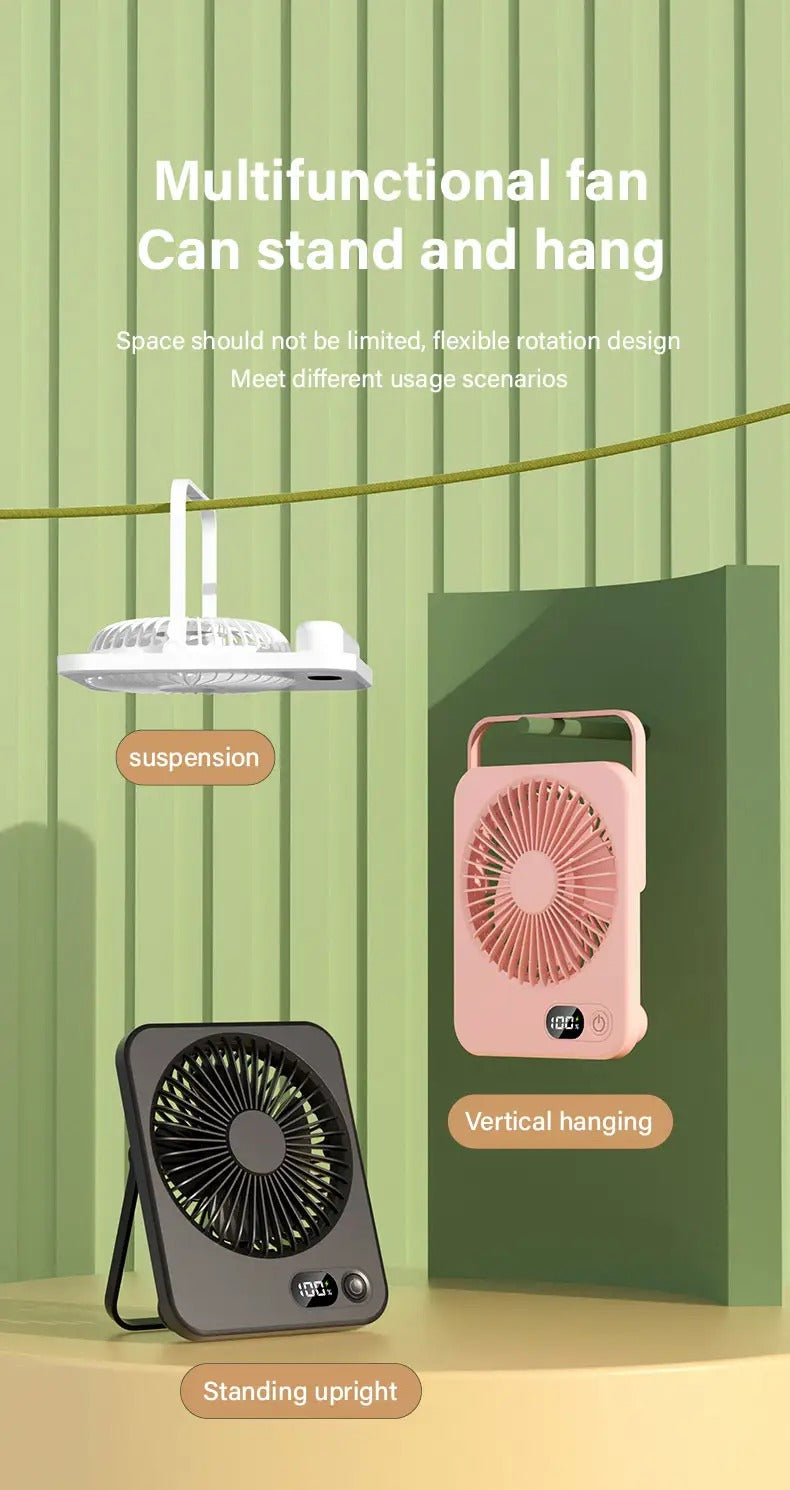 STARQ - 180 Degree Angle Low Noise Portable Table Fan Rechargeable Desktop Fan With Digital Display