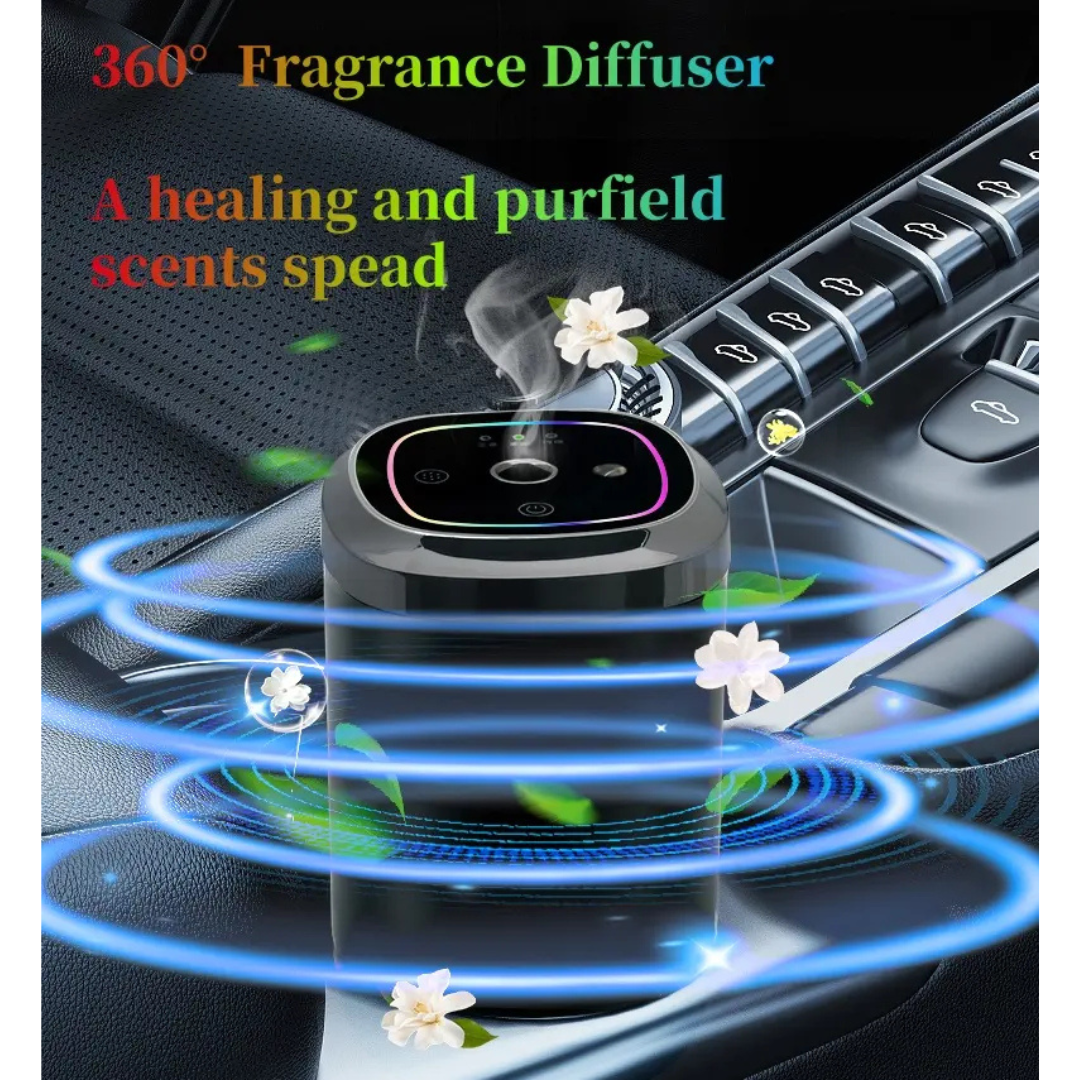 STARQ Smart Car Air Freshener Diffuser Auto On/Off Rechargeable Aroma Diffuser Cloud Mist Perfume Humidifier (Cordless Dispenser with Starry Light)