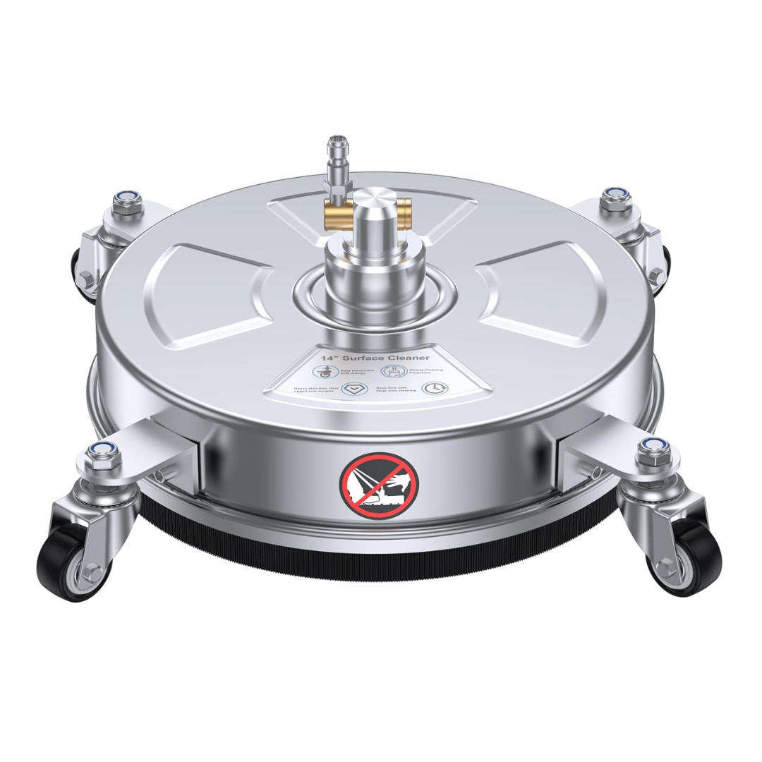 STARQ Stainless Steel Pressure Washer Surface Cleaner, 3/8" Fitting, with Yoke Handlebar, For Concrete Driveway Patio Floor