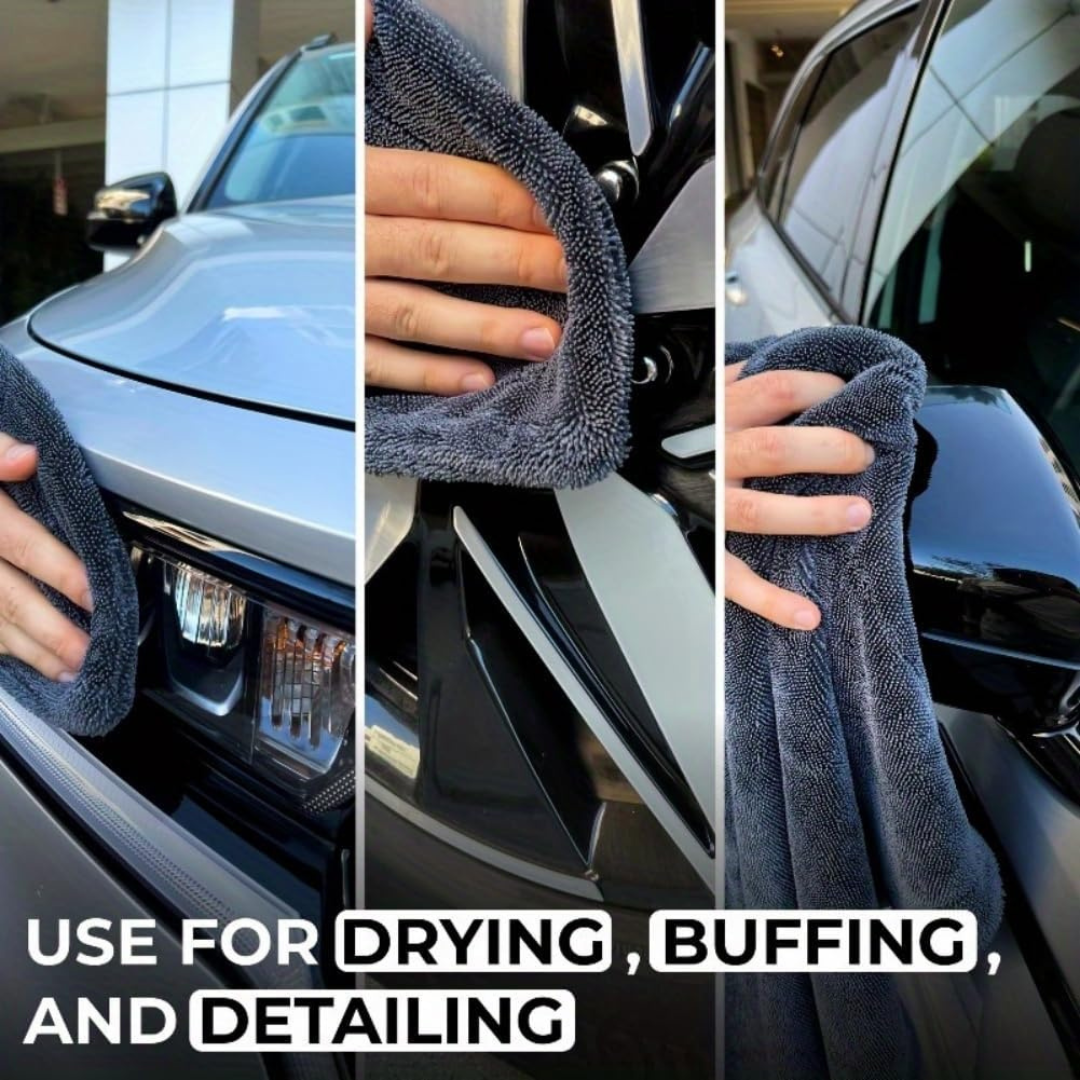 STARQ Microfiber Car Cloth Combo Pack of 1, 600 GSM & 1200 GSM, 40x60 cm Dual Sided Plush & Twisted Loop Drying Towels, Lint-Free Scratch-Free Car Detailing Cloths for Car, Bike & SUV