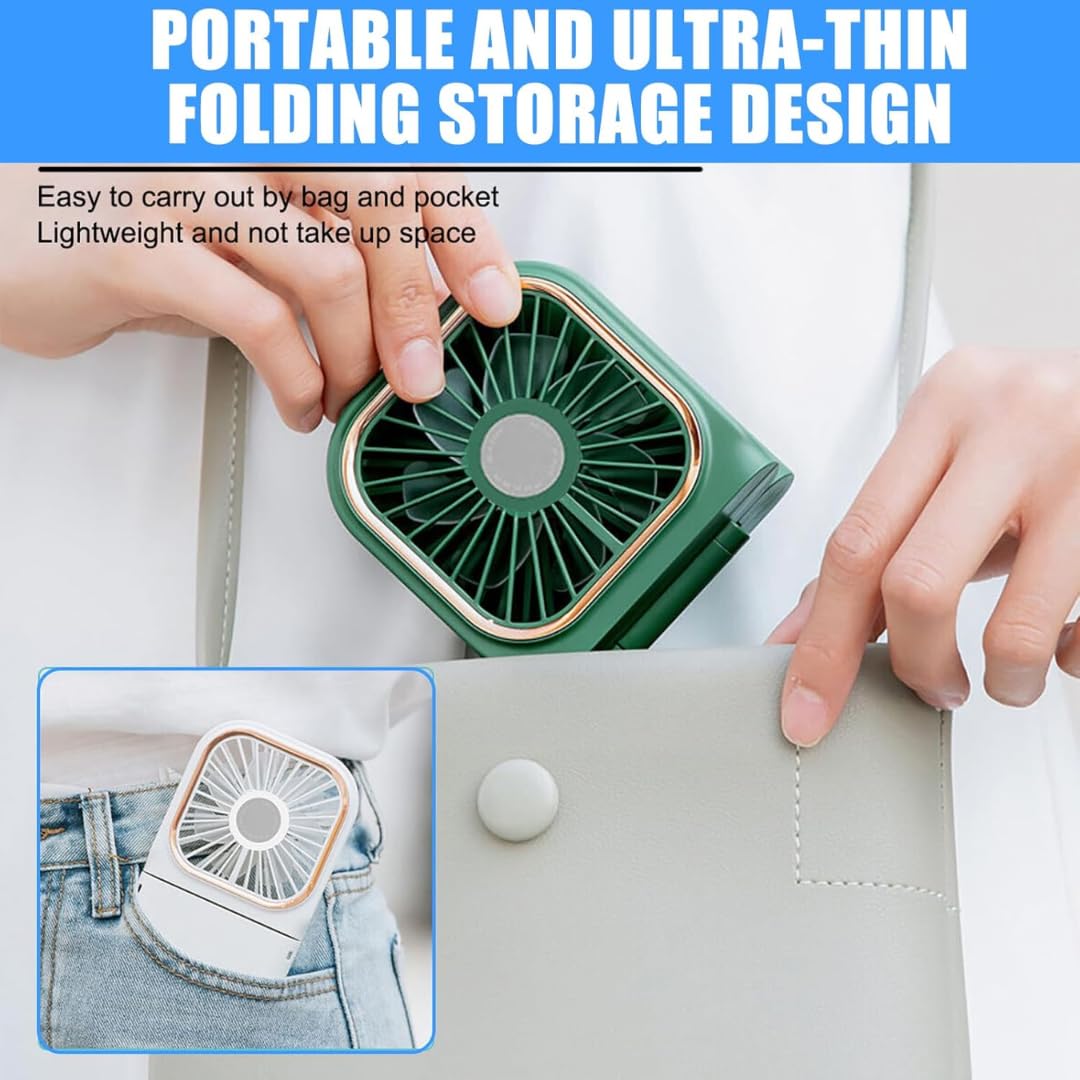 STARQ Portable Mini Handheld Fan with 3000mAh Rechargeable Battery, Foldable Personal Cooling Fan for Travel, Office & Outdoor Use FC3 (Colour As Per Availablity)