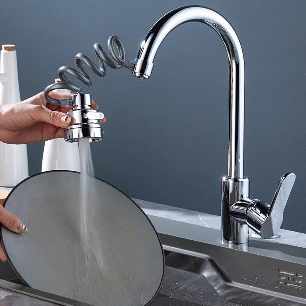 STARQ Kitchen Sink Swivel Faucet Head 3 Water Outlet Modes 360° Sprayer Attachment with Stretchable Hose, Anti-Splash Faucet