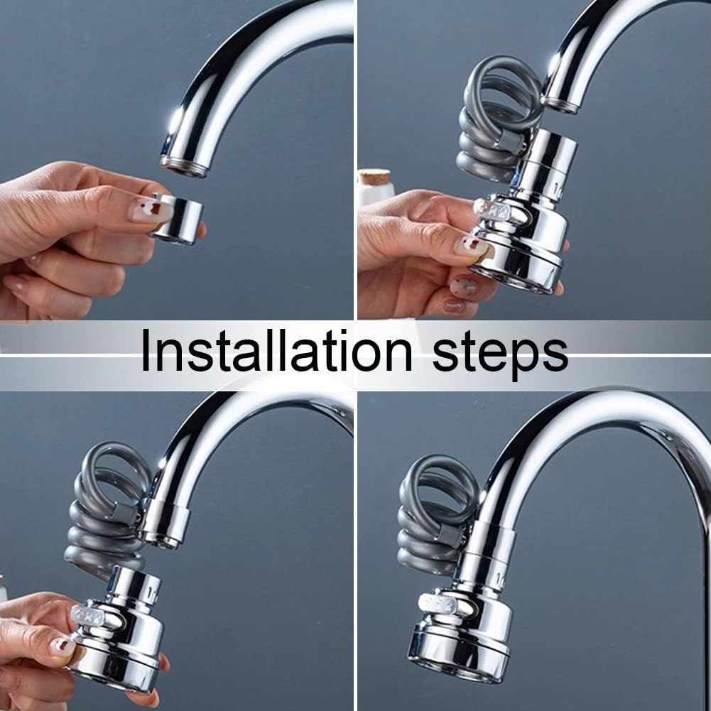 STARQ Kitchen Sink Swivel Faucet Head 3 Water Outlet Modes 360° Sprayer Attachment with Stretchable Hose, Anti-Splash Faucet