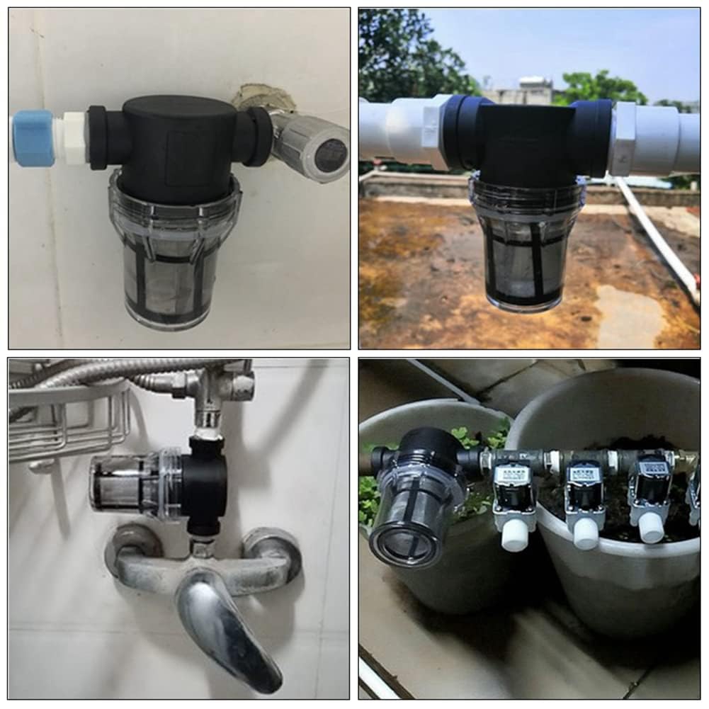 STARQ - T Strainer 1/2" Sediment Filter Attachment Water Filter with 40Mesh Filter Screen Plastic Inline Hose Filter Twist-On Pipe Strainer, Garden Hose