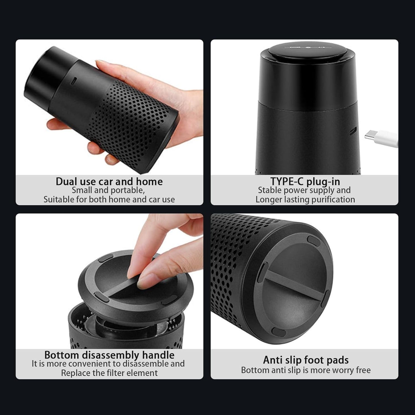 Starq Custom Black Automotive Travel Led Light USB Car Mini Portable Air Purifier Portable Car Air Purifier