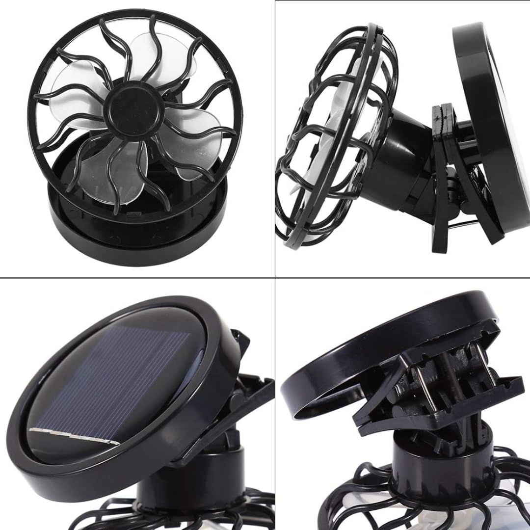 STARQ Solar Fan with Adjustable Clip, Portable Mini Cooling Fan for Home Office Travel Outdoor Use, Energy Saving Fan Black (Solar-Fan)