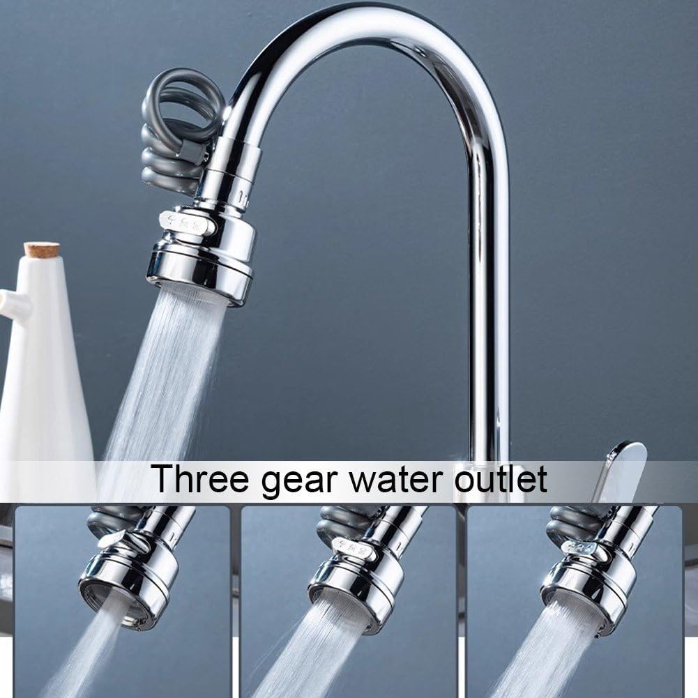 STARQ Kitchen Sink Swivel Faucet Head 3 Water Outlet Modes 360° Sprayer Attachment with Stretchable Hose, Anti-Splash Faucet