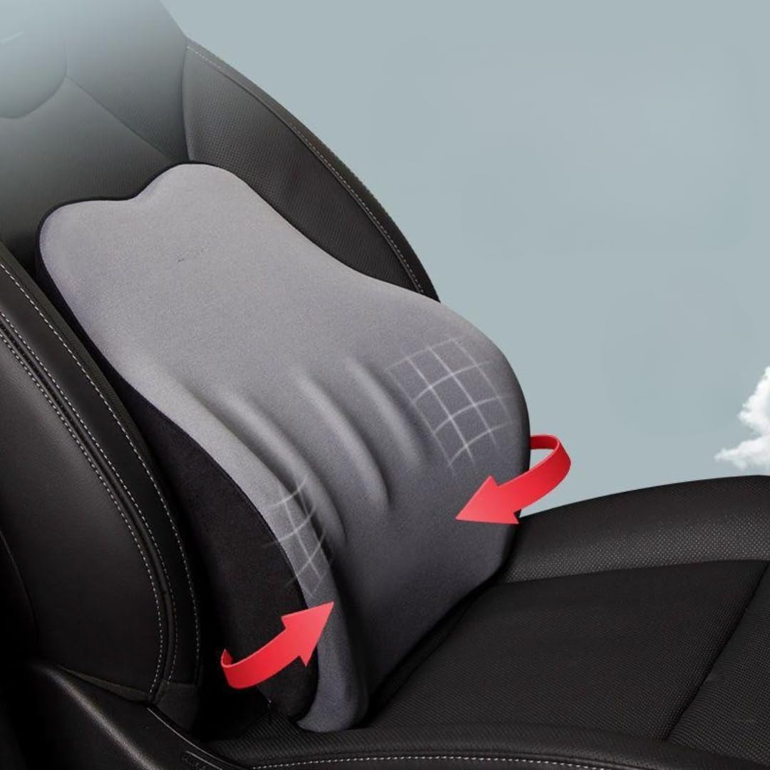 STARQ Premium Car Seat Cushions Combo Seat Back Support, Neck Rest Pillow, Seat Cushion for Driving Seat Memory Foam, Cotton Cover Ergonomic Car Cushions Pillows (Grey)