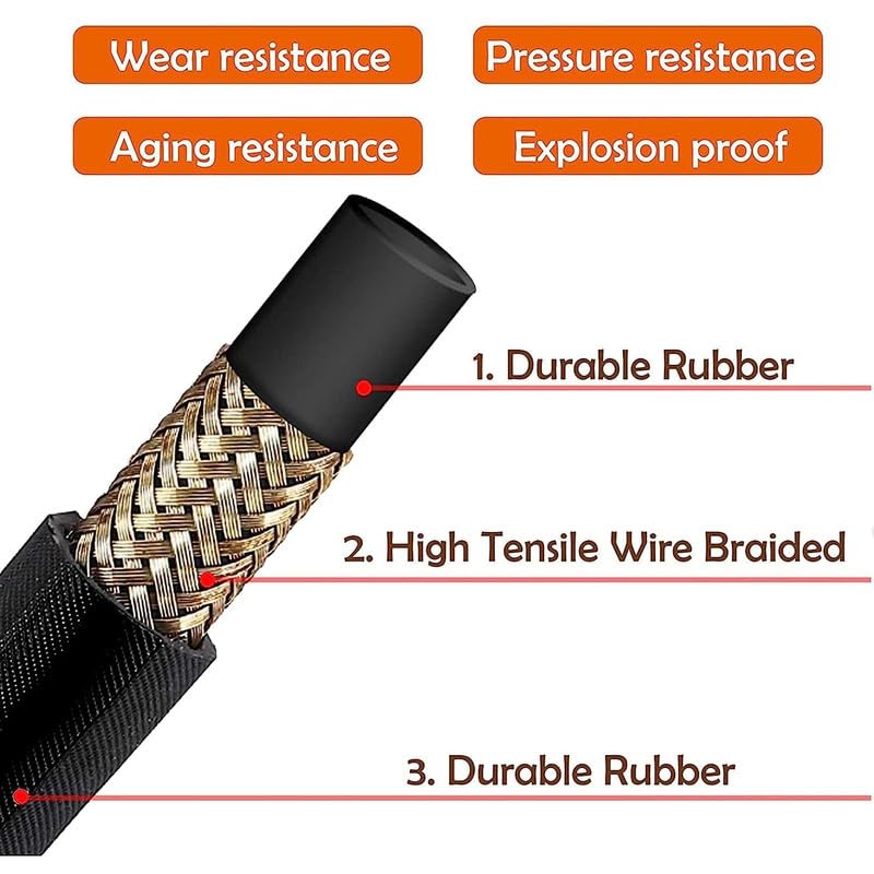 Starq Heavy Duty Hydraulic Hose Pipe for Pressure Washers 15Mtr - Steel Braided Rubber Industrial Grade I Durable I Pressure Resistant I M22 x 15 Thread