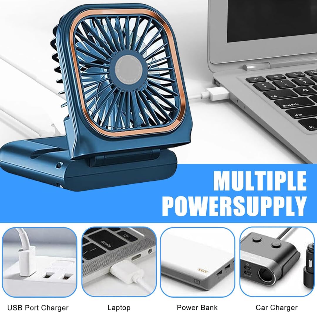 STARQ Portable Mini Handheld Fan with 3000mAh Rechargeable Battery, Foldable Personal Cooling Fan for Travel, Office & Outdoor Use FC3 (Colour As Per Availablity)