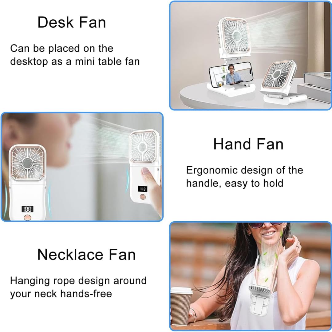 STARQ Portable Mini Handheld Fan with 3000mAh Rechargeable Battery, Foldable Personal Cooling Fan for Travel, Office & Outdoor Use FC3 (Colour As Per Availablity)