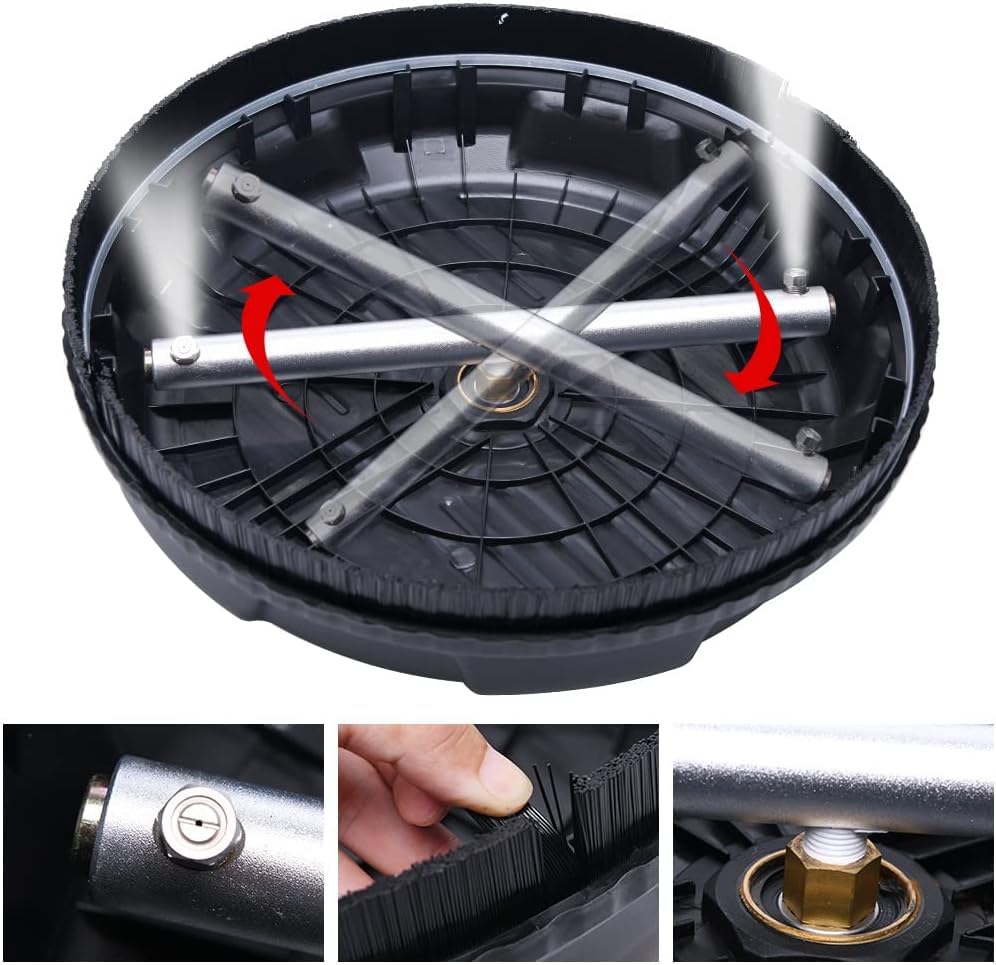 STARQ 15" Pressure Washer Surface Cleaner with 2 Extension Wands 1/4" Quick Plug for Driveways Sidewalks Floor Patios Cleaning, Heavy Duty