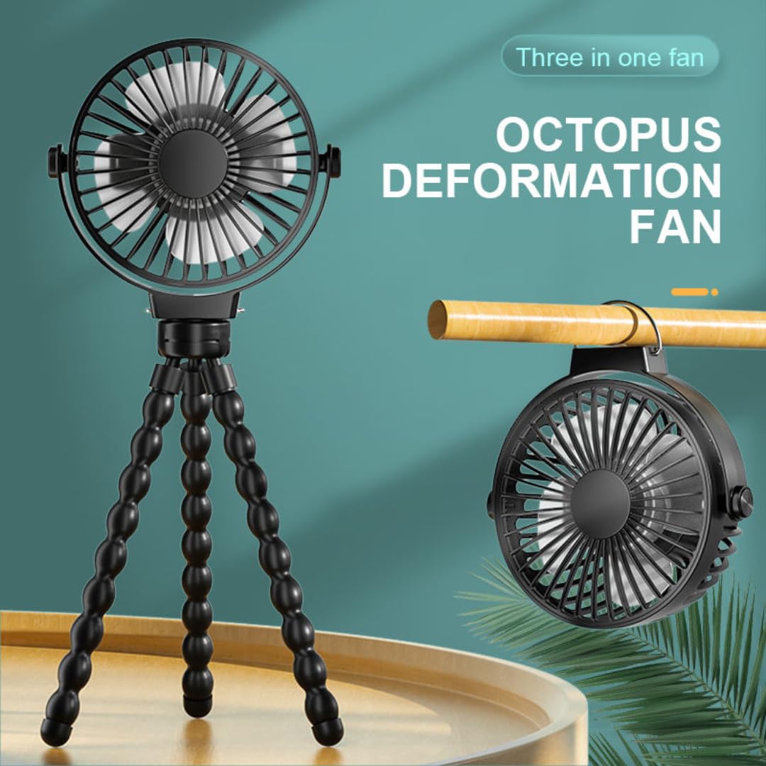 STARQ Octopus Fan, Flexible Multi-Arm Personal Fan with 360° Adjustable Heads, USB Rechargeable Portable Cooling Fan for Home, Office, and Travel (Colour As Per Availablity)