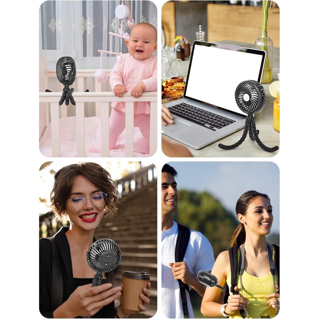 STARQ Octopus Fan, Flexible Multi-Arm Personal Fan with 360° Adjustable Heads, USB Rechargeable Portable Cooling Fan for Home, Office, and Travel (Colour As Per Availablity)