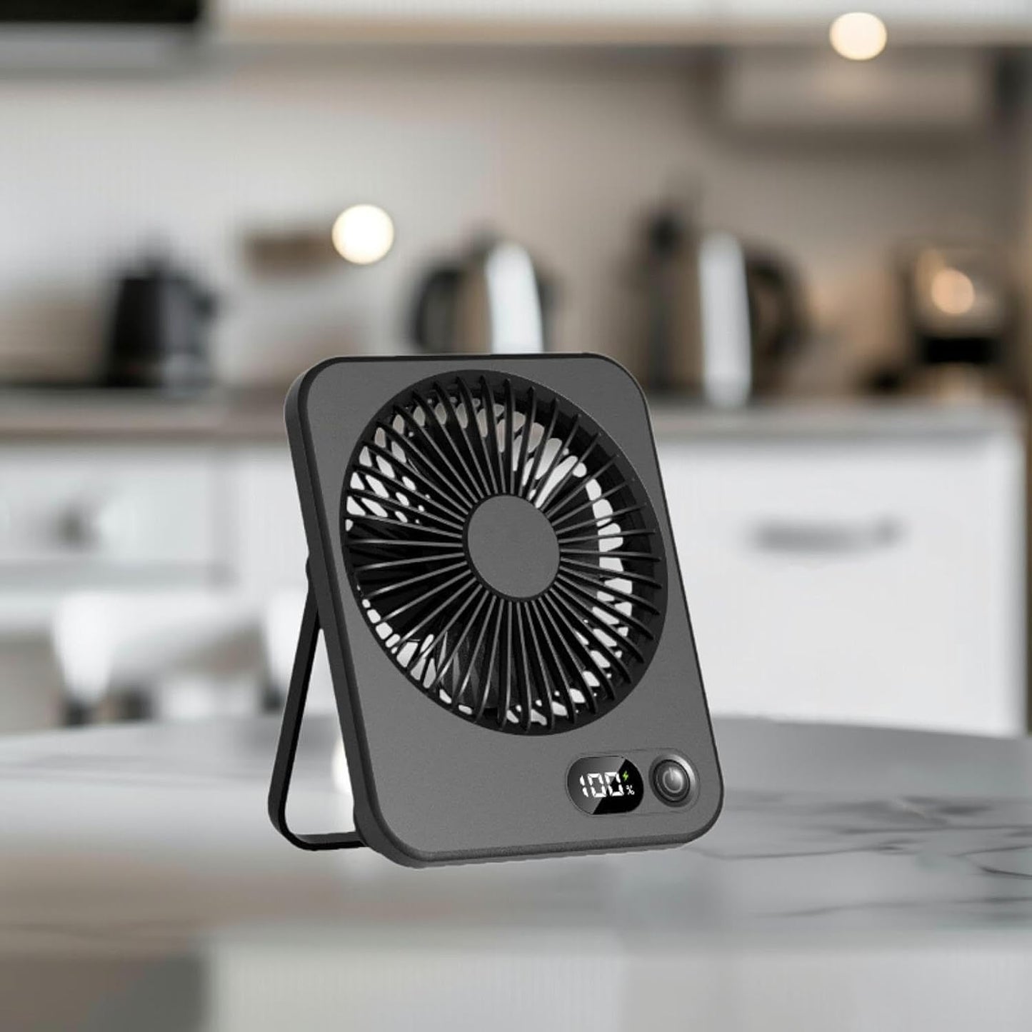 STARQ Mini Portable table Fan, Powerful Hand Fan 5 Speed 1200 mah Personal Desk Fan with Base, Lightweight Rechargeable USB Handheld Fan for Girl, Women, Men, Indoor, Outdoor (Black)