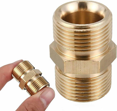 Heavy Duty M22-15mm Metric Male Thread Fitting | Solid Brass Build | Withstand 5000 PSI Pressure | Pressure Washer Hose Extension Coupler