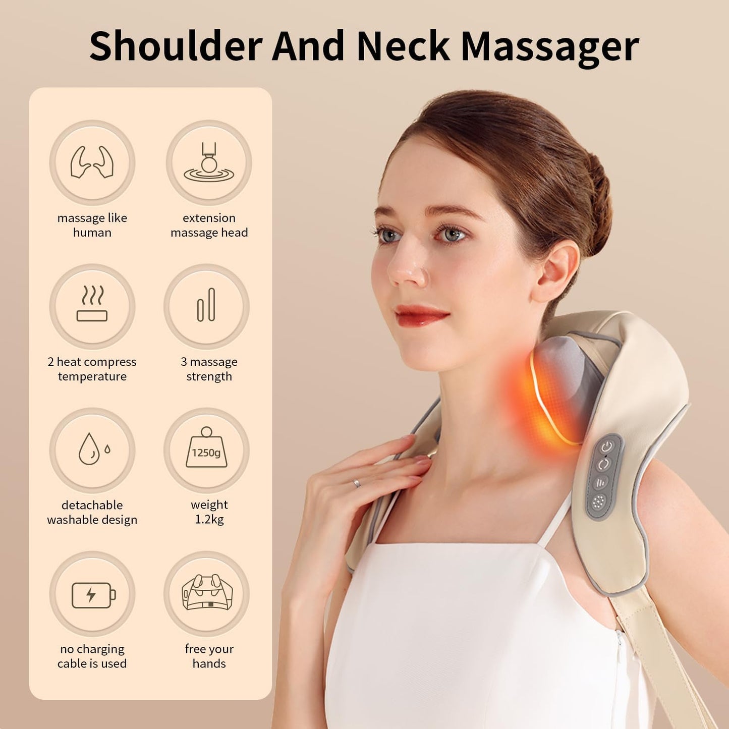 STARQ Shoulder Neck Massager Stimulate Human Hand Grasping and Kneading, Neck and Shoulder Massager with Heat For Pain Relief Deep Tissue