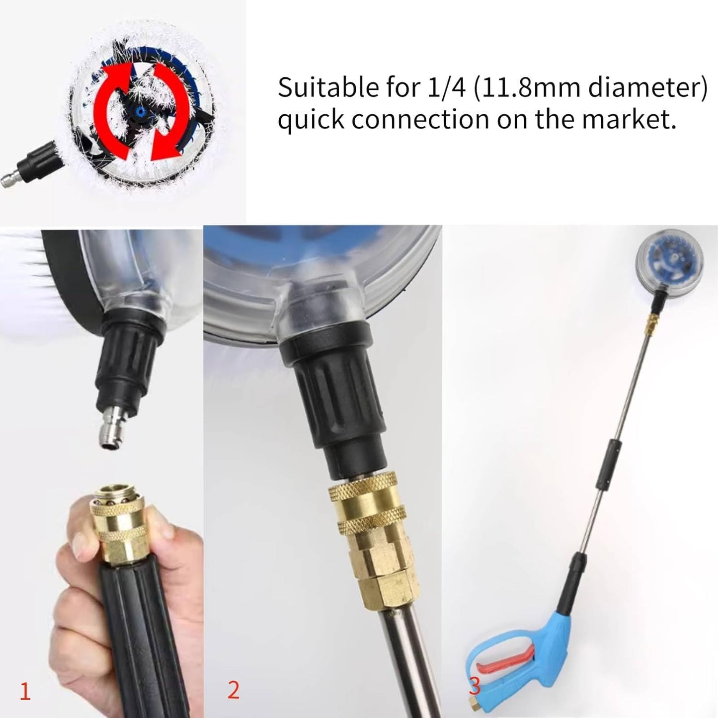 STARQ Handheld Surface Cleaner with 1/4" Quick Plug & 3/4 Brass Adapter for Driveways Sidewalks Floor Patios Cleaning, Heavy Duty