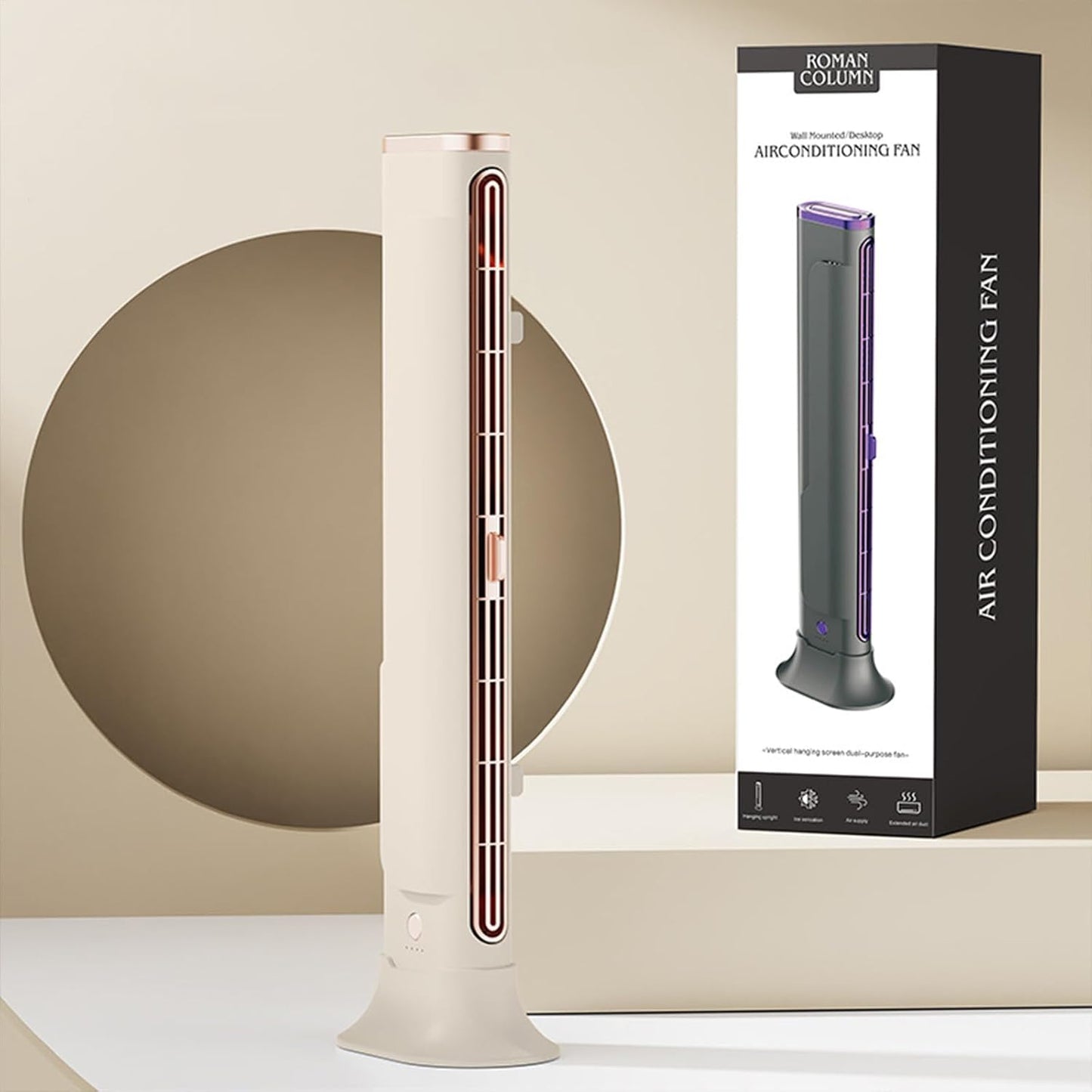 STARQ Electric Tower Fan for Bedroom, Desk Table Fan with 2 Speeds, Quiet Cooling Bladeless Fan
