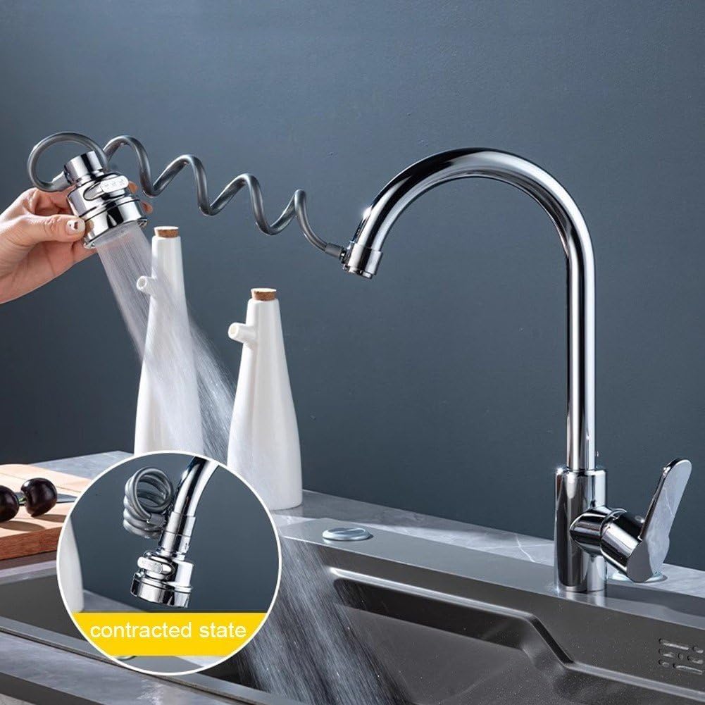 STARQ Kitchen Sink Swivel Faucet Head 3 Water Outlet Modes 360° Sprayer Attachment with Stretchable Hose, Anti-Splash Faucet