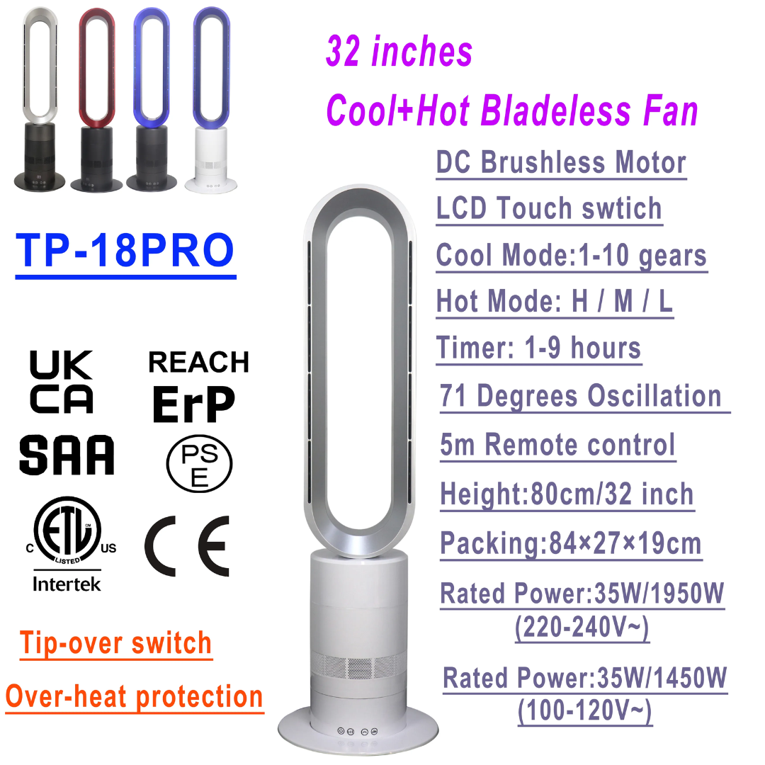 Starq Sufficient size bladeless fan, standing fan, towel fan, bladeless fan, stylish and modern fan, low noise, (LARGE)