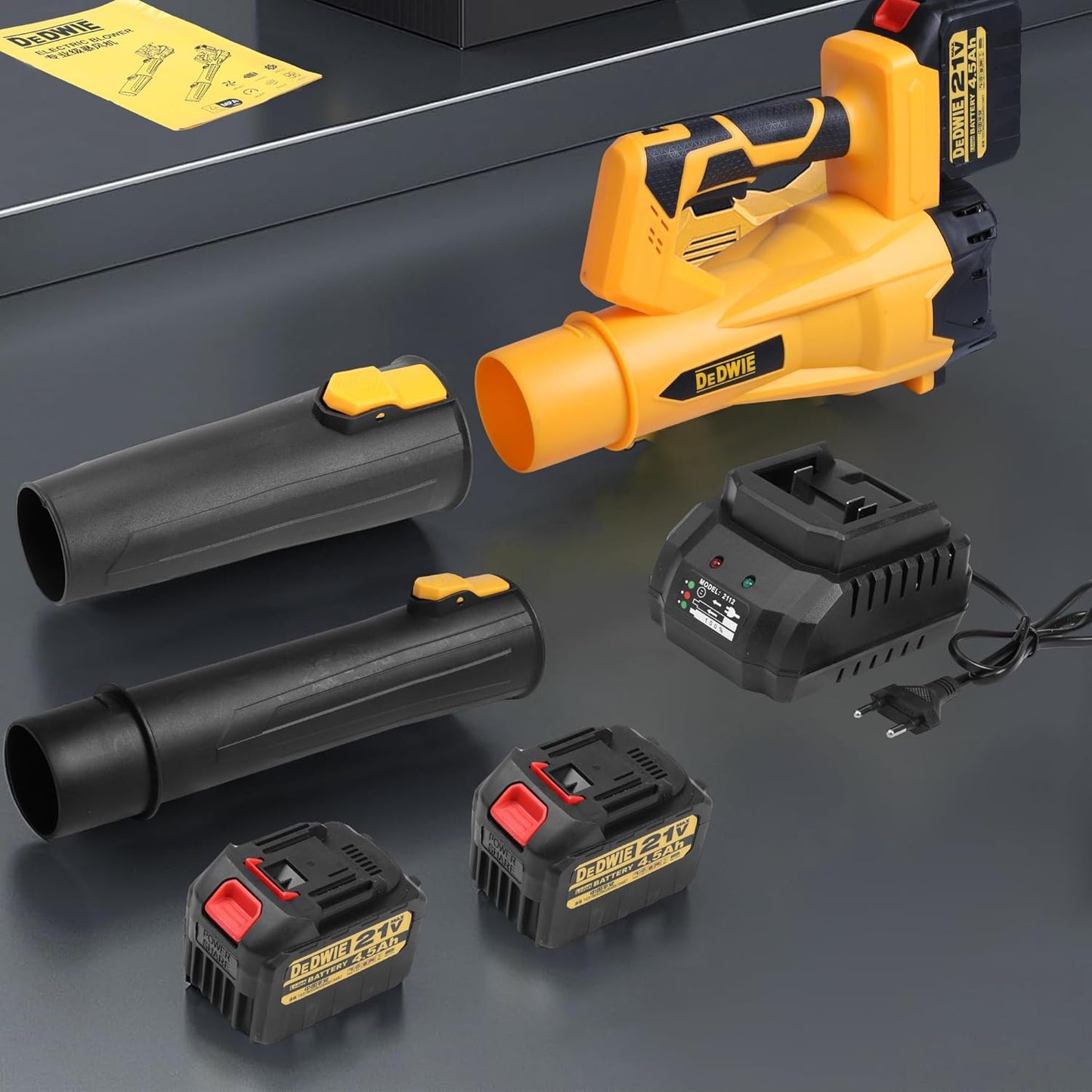 STARQ 1200W Cordless Long Leaf Blower- 21V 4.5Ah Powerful 115M/S Electric Powered Handheld Variable-Speed Yard Blower for Lawn Care, Snow Blowing, Dust Cleaning