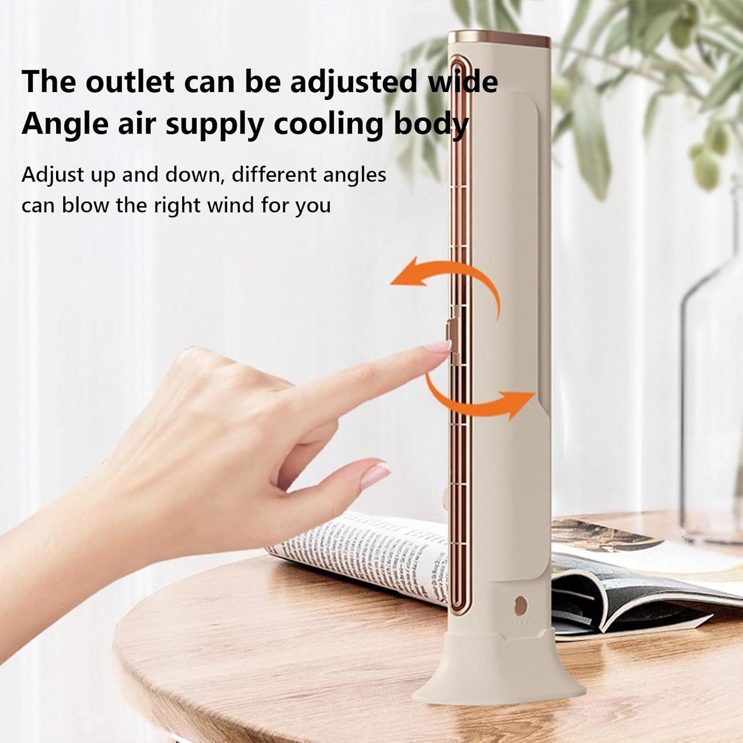 STARQ Electric Tower Fan for Bedroom, Desk Table Fan with 2 Speeds, Quiet Cooling Bladeless Fan