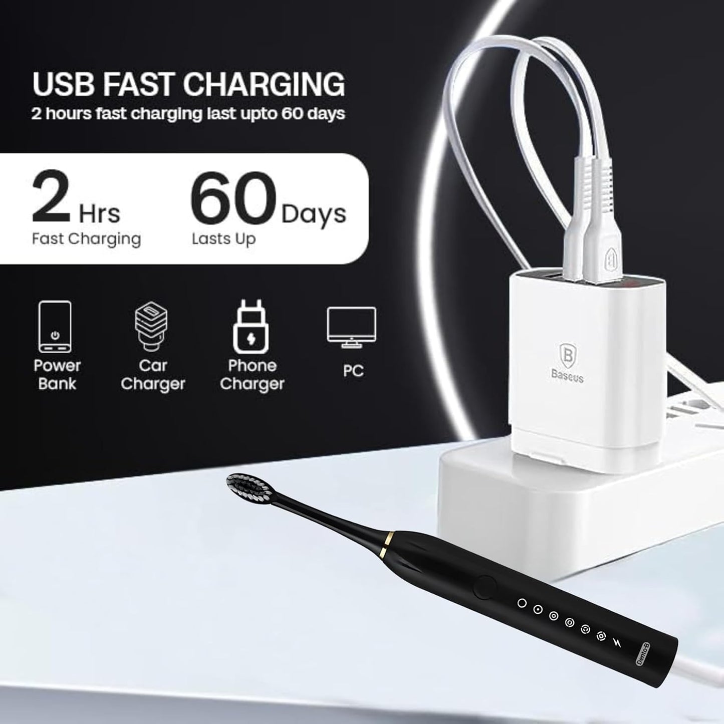 STARQ Electric Toothbrush With 6 Brushing Modes Charging Lasts Upto 60 Days Ipx7 Waterproof Head