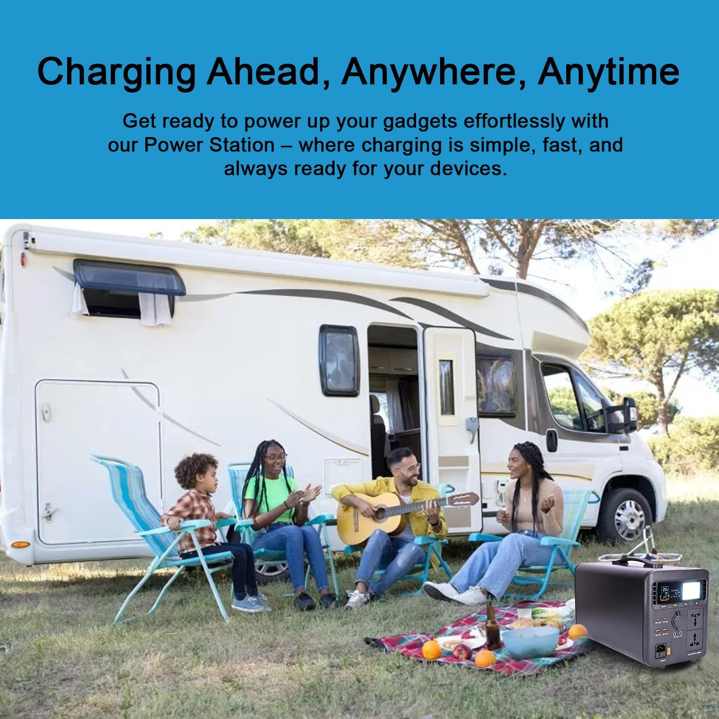 STARQ S1200 Portable Power Station LiFePo4 Battery 1200W AC USB & Type C Output Solar Generator with LED light for Outdoor Camping Fishing Emergency RV (Black)