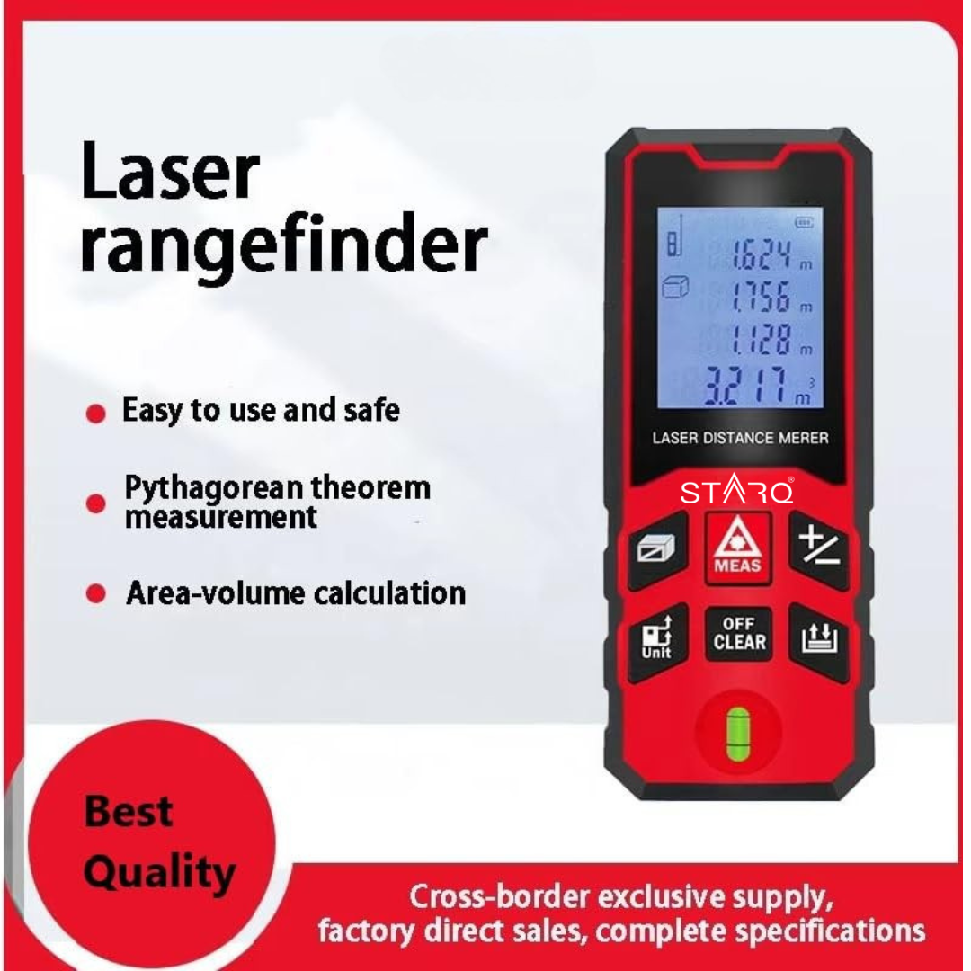 STARQ Laser Distance Meter, 40M Range Digital Measuring Tape with Backlit Display & Data Record, Multiple Measurement Modes, Measure Distance, Area and Volume, IP54 Waterproof (40m)