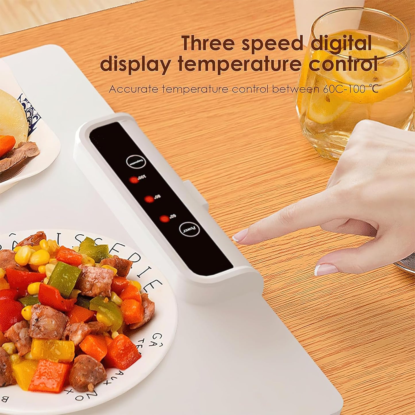 STARQ Electric Warming Tray with 3 Temperature Settings, Rollable and Portable Dining Table Tray, Portable Food Warmer for Travel