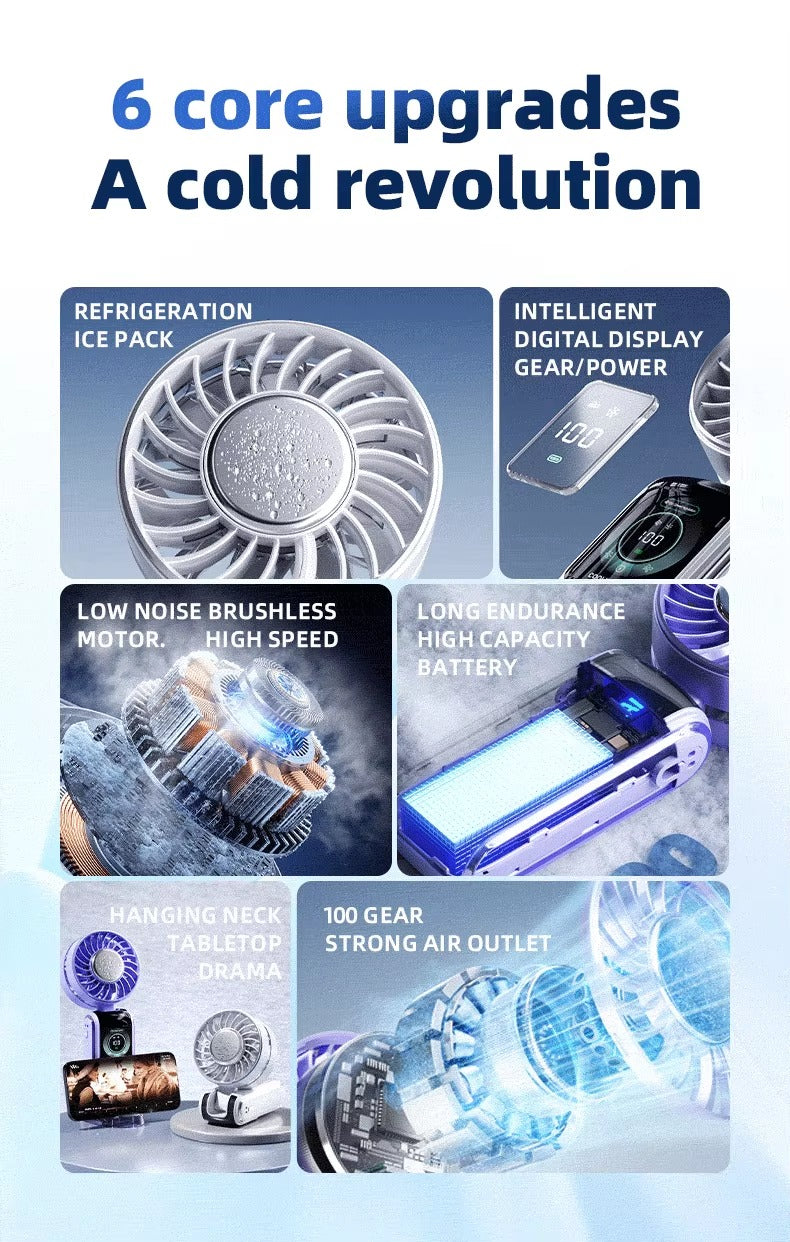 STARQ High Speed Foldable Portable Small Handheld Fan Rechargeable Battery Personal Fan Neck Fan